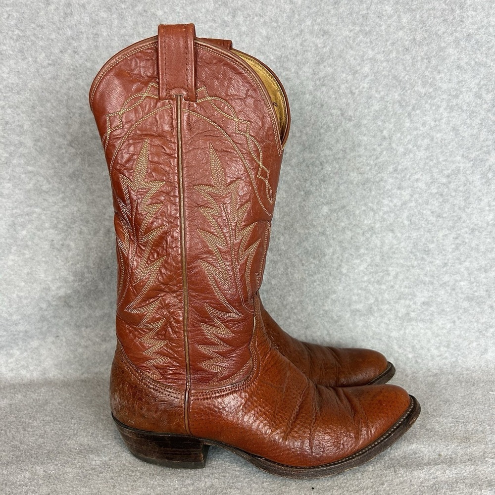 Vtg NOCONA Boots Texas Brown Lizard Leather Cowboy Western Mens Size 8 D #9068